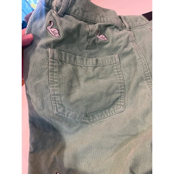 Lazy Oaf Swamy Song Green Corduroy Swan Embroidered Frayed Hem Shorts 34 - Picture 7 of 9